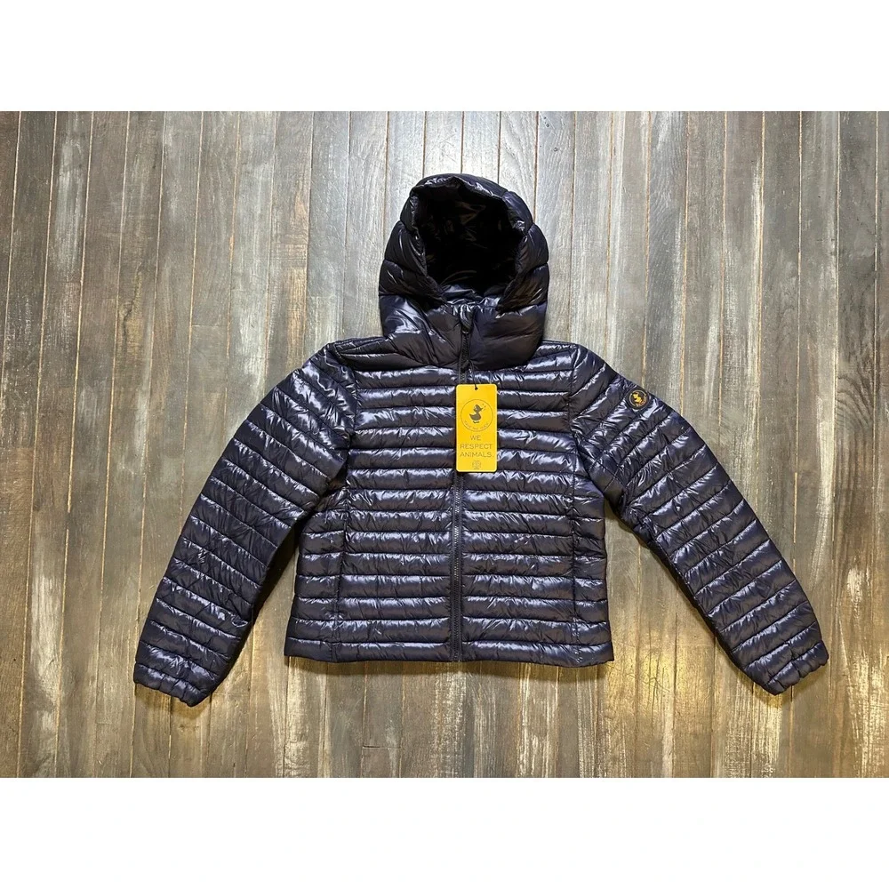 Save the Duck Hooded Puffer Jacket Blue Black